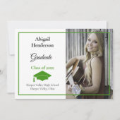 Afstuderen Aankondiging Groen Pet en foto (Voorkant)