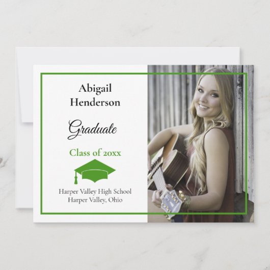 Afstuderen Aankondiging Groen Pet en foto (Voorkant)