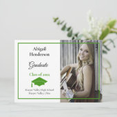 Afstuderen Aankondiging Groen Pet en foto (Staand voorkant)