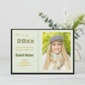 Afstuderen Aankondiging groene fotouitnodiging (Staand voorkant)