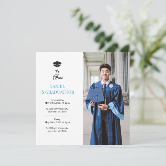 Afstuderen Aankondiging Kaart Afstuderen Uitnodigi (Staand voorkant)