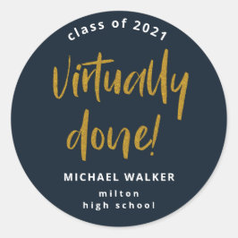 afstuderen aankondiging klassiek of nagenoeg volto ronde sticker