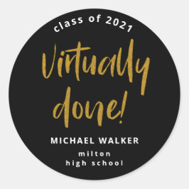afstuderen aankondiging klassiek of nagenoeg volto ronde sticker