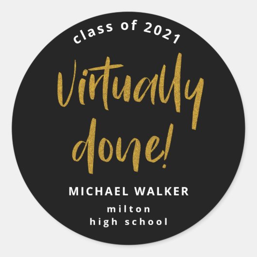 afstuderen aankondiging klassiek of nagenoeg volto ronde sticker (Voorkant)