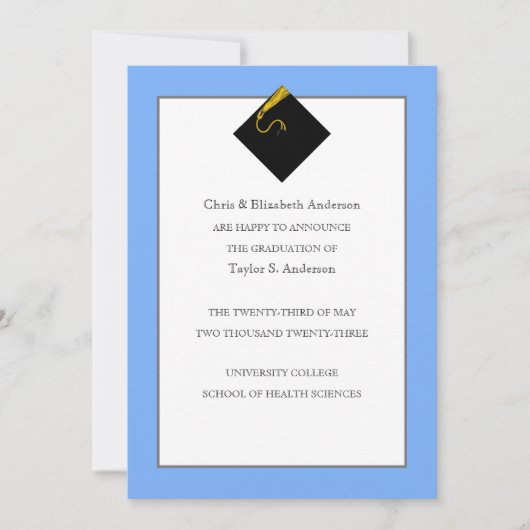 Afstuderen Aankondiging licht blauw (Voorkant)