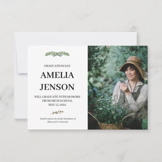 Afstuderen Aankondiging met Soft Botanical (Voorkant)