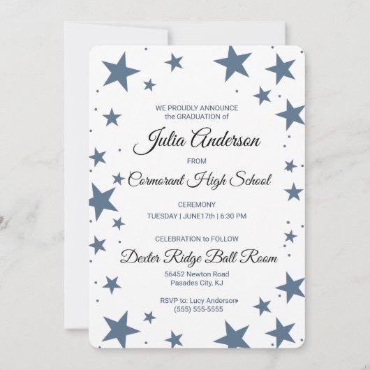 Afstuderen Aankondiging met sterren Afstuderen Fot (Achterkant)