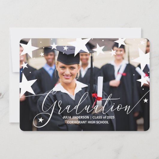 Afstuderen Aankondiging met sterren Afstuderen Fot (Voorkant)