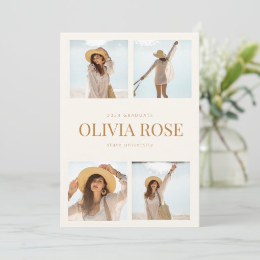 Afstuderen Aankondiging met Vier Foto's (Staand voorkant)