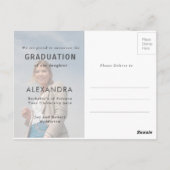 Afstuderen Aankondiging Modern Afstudeerder Foto Briefkaart (Achterkant)