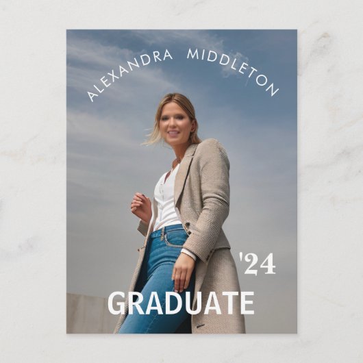 Afstuderen Aankondiging Modern Afstudeerder Foto Briefkaart (Voorkant)