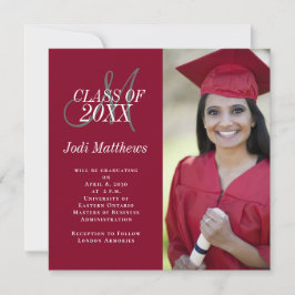 Afstuderen Aankondiging Monogram Foto Afstudeerder