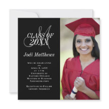 Afstuderen Aankondiging Monogram Foto Afstudeerder