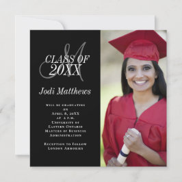 Afstuderen Aankondiging Monogram Foto Afstudeerder