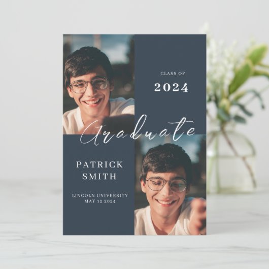 Afstuderen aankondiging, Mozaïek - Blauw Kaart (Staand voorkant)