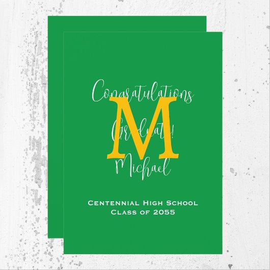 Afstuderen Aankondiging, Naam, Groen en Goud Kaart