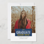 Afstuderen Aankondiging, Navy Blue en Gold Kaart (Voorkant)