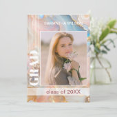 Afstuderen aankondiging op pastel marmeren patroon (Staand voorkant)
