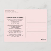 Afstuderen aankondiging op pastel marmeren patroon briefkaart (Achterkant)
