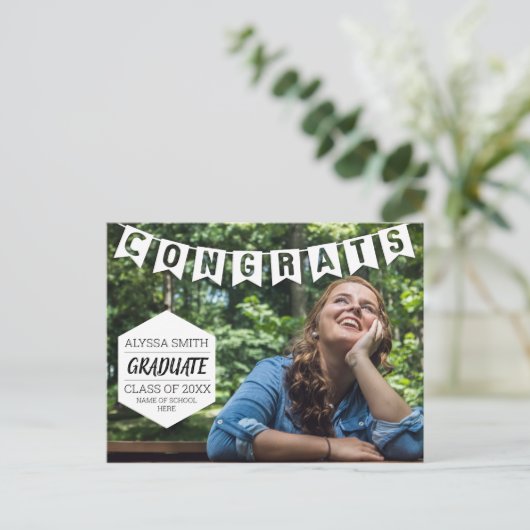 Afstuderen Aankondiging Partij Foto Briefkaart (Staand voorkant)