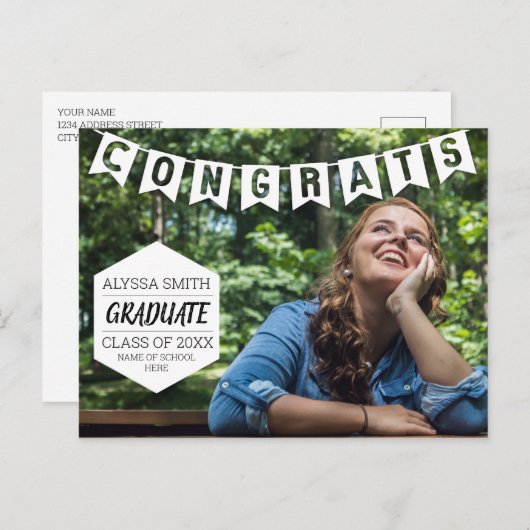 Afstuderen Aankondiging Partij Foto Briefkaart (Voorkant / Achterkant)