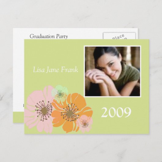 Afstuderen Aankondiging, Party Invitations postcar Uitnodiging Briefkaart (Voorkant / Achterkant)