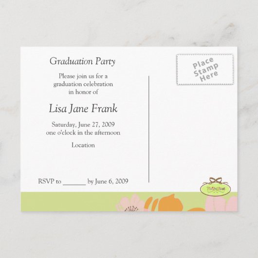 Afstuderen Aankondiging, Party Invitations postcar Uitnodiging Briefkaart (Achterkant)