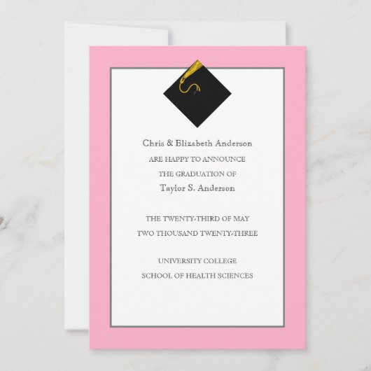 Afstuderen Aankondiging Roze (Voorkant)