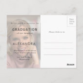 Afstuderen Aankondiging Roze Modern Afstudeerder F Briefkaart (Achterkant)
