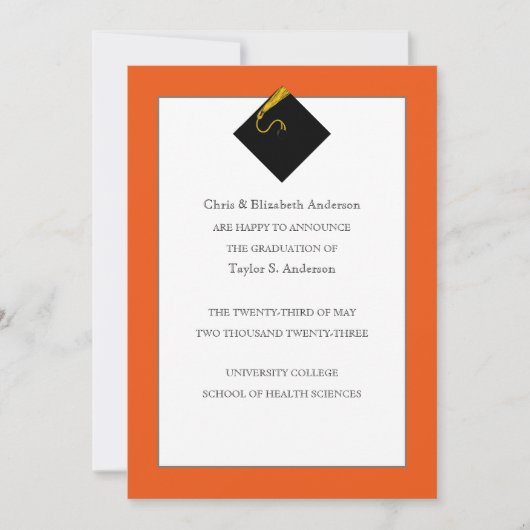 Afstuderen Aankondiging Sinaasappel (Voorkant)