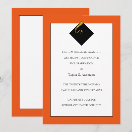 Afstuderen Aankondiging Sinaasappel (Voorkant / Achterkant)