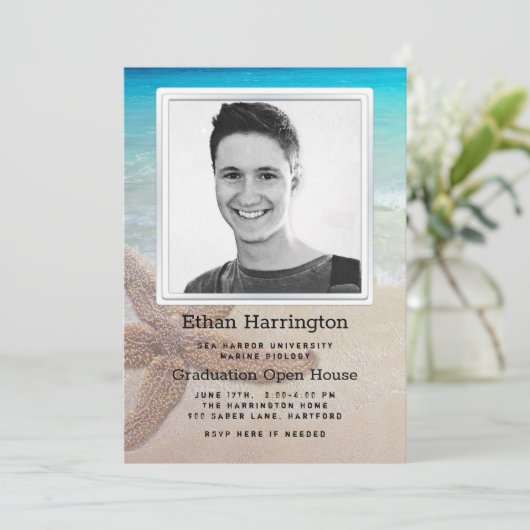 Afstuderen Aankondiging Strandthema (Staand voorkant)