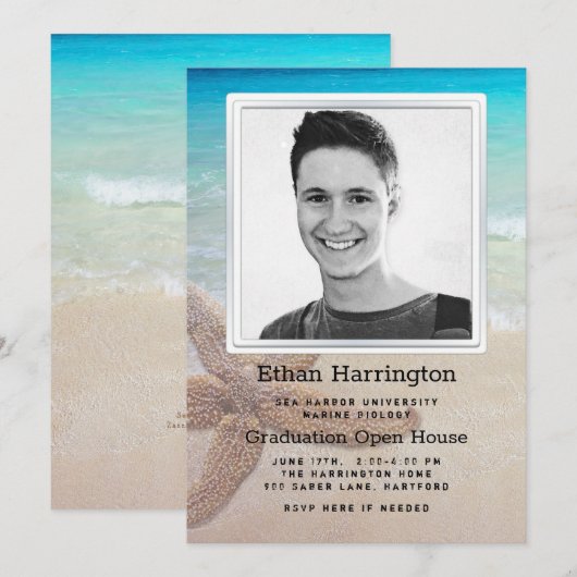 Afstuderen Aankondiging Strandthema (Voorkant / Achterkant)