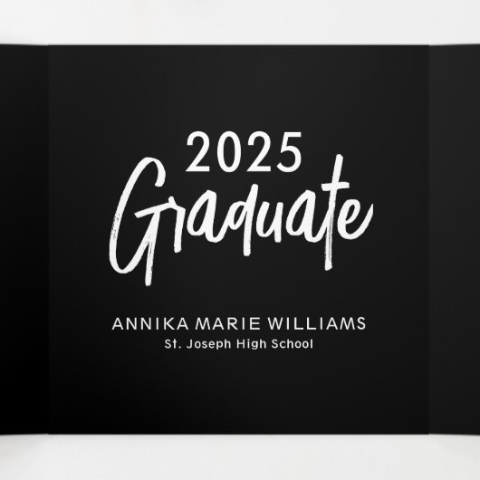 Afstuderen aankondiging van Tri-Fold Multi Photo (Binnenkant midden)