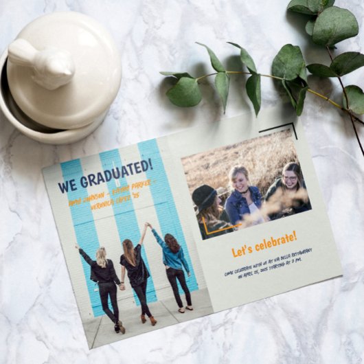 Afstuderen Aankondiging van Vrienden Twee Foto's