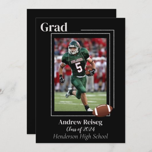 Afstuderen Aankondiging voor Football Player (Voorkant / Achterkant)