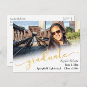 Afstuderen aankondiging w / Foto & Faux Gold Folie (Voorkant / Achterkant)