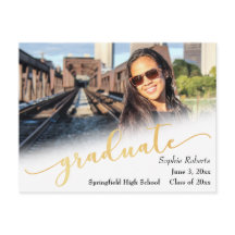 Afstuderen aankondiging w / Foto & Faux Gold Folie