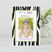 Afstuderen Aankondiging Zebra Foto-uitnodiging (Staand voorkant)