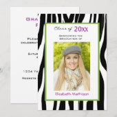 Afstuderen Aankondiging Zebra Foto-uitnodiging (Voorkant / Achterkant)