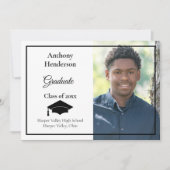 Afstuderen Aankondiging zwart Pet en foto (Voorkant)