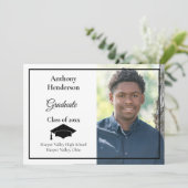 Afstuderen Aankondiging zwart Pet en foto (Staand voorkant)