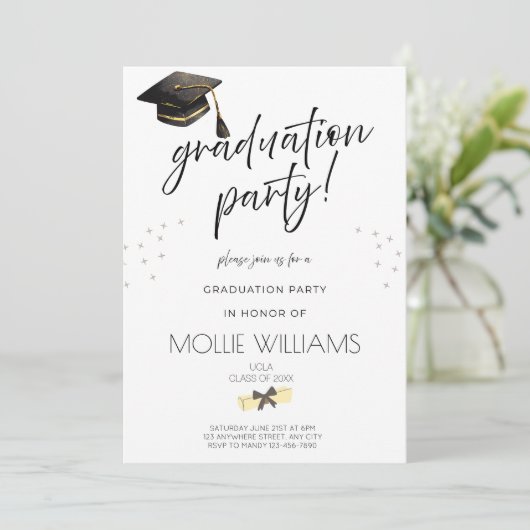 Afstuderen Aankondigingsfeest Uitnodigen, Eenvoudi Kaart (Staand voorkant)