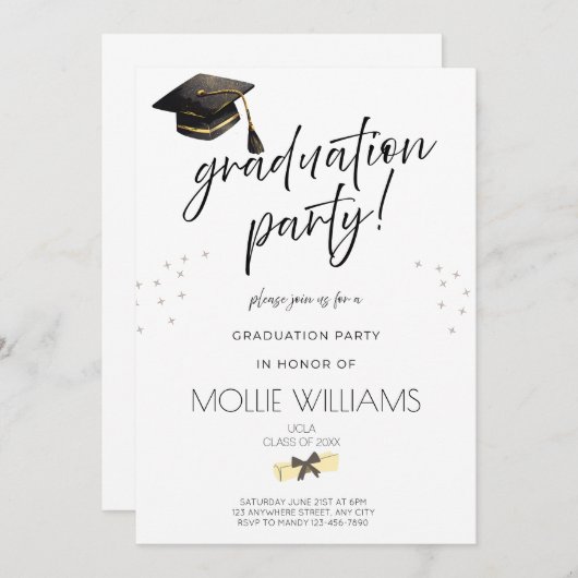 Afstuderen Aankondigingsfeest Uitnodigen, Eenvoudi Kaart (Voorkant / Achterkant)