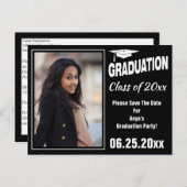 Afstuderen Aankondigingsfoto De datum opslaan Aankondigingskaart (Voorkant / Achterkant)