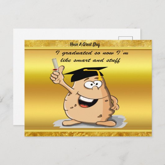 Afstuderen aardappel met een graad aankondigingskaart (Voorkant / Achterkant)