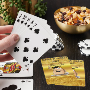 Afstuderen aardappel met een graad pokerkaarten
