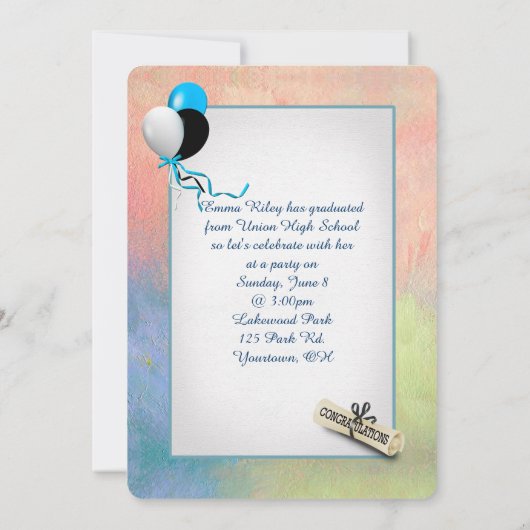 Afstuderen abstracte Waterverf Kaart (Achterkant)