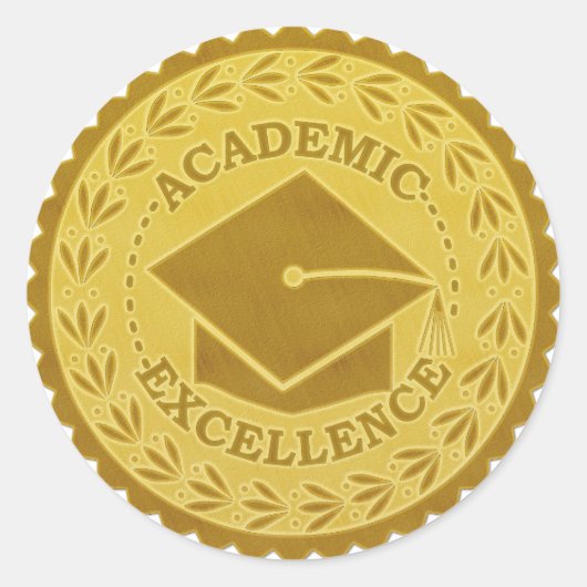 Afstuderen Academic Excellence Faux Gold Seal Ronde Sticker (Voorkant)