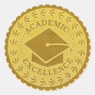 Afstuderen Academic Excellence Faux Gold Seal Ronde Sticker